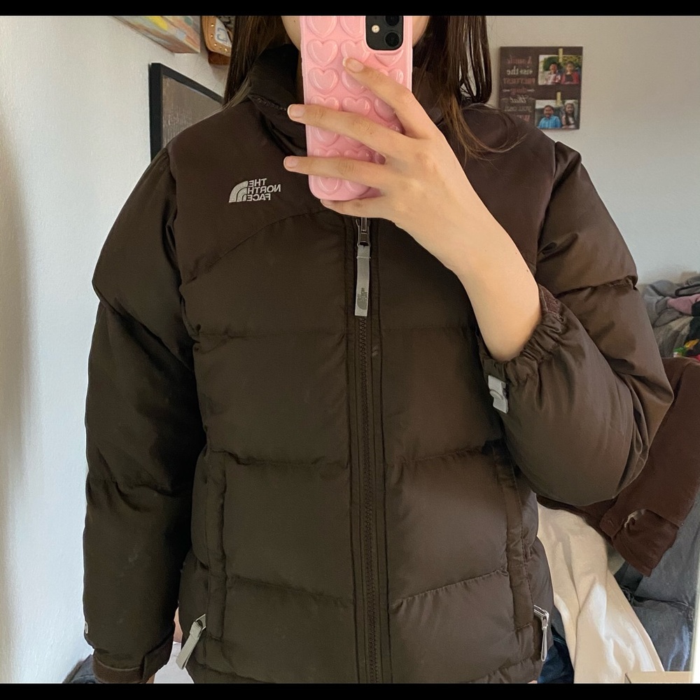 The north face brown nuptse puffer jacket 600/700